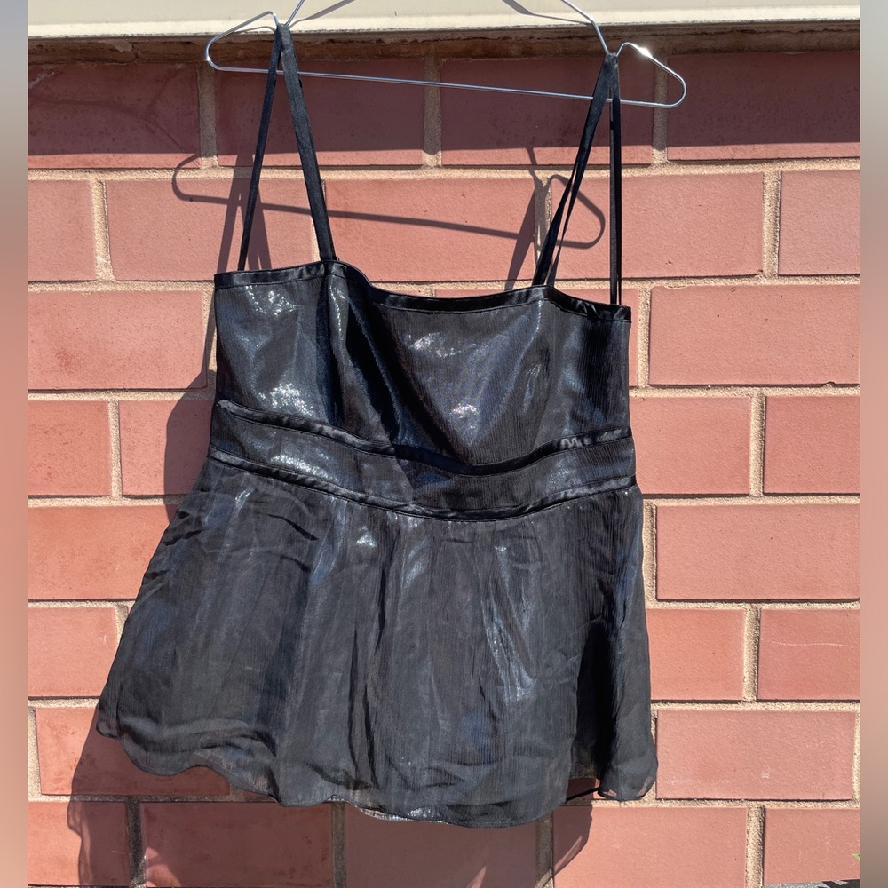 Calvin Klein Black Silk/Satin Layered Camisole – Elegant and Luxurious